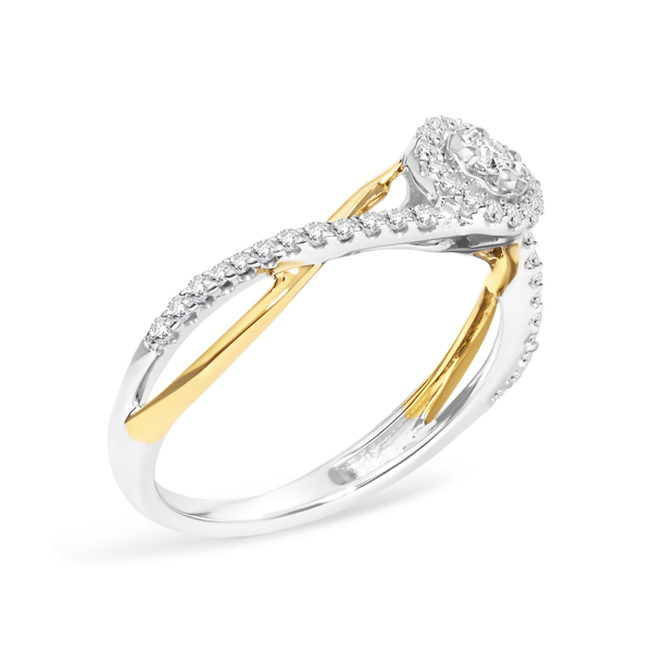 Haus of Brilliance 1/4ctw. Diamond Bypass & Halo Promise Ring