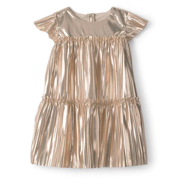 Baby Girl (12-24M) Carter''s(R) Metallic Crinkle Short Sleeve Dress