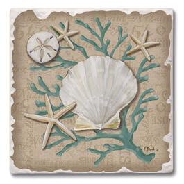Thirstystone 4pk. 4.25in. Linen Shells Square Coasters Set