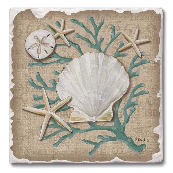 Thirstystone 4pk. 4.25in. Linen Shells Square Coasters Set - image 