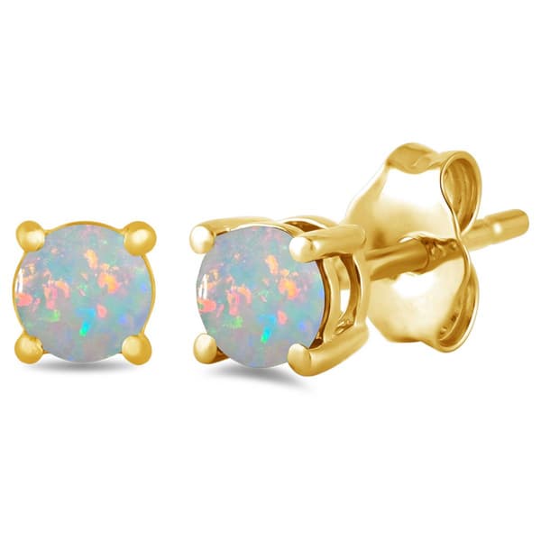 Gemstone Classics(tm) Gold over Silver Created Opal Stud Earrings - image 