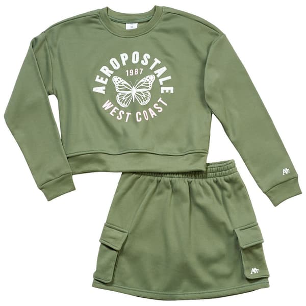 Girls (7-12) Aeropostale Long Sleeve Crew w/ Cargo Skort Set