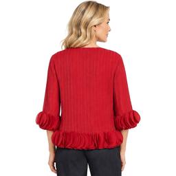Petite Ali Miles 3/4 Sleeve Ruffle Cuff and Hem Blouse