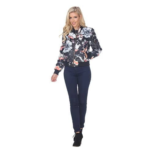 Womens White Mark Floral Bomber Jacket