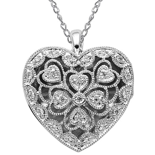 Splendere Cubic Zirconia Heart Locket Necklace - image 