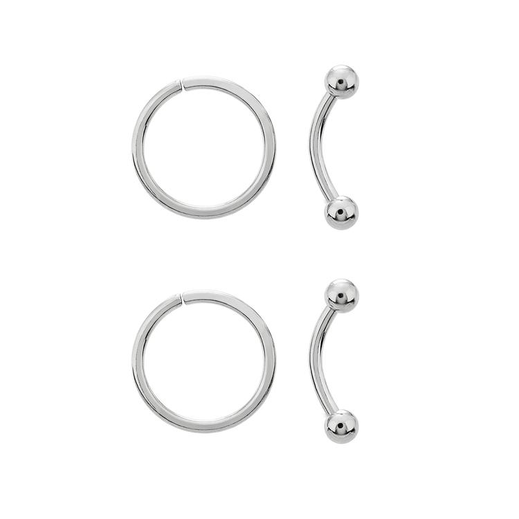 4pk. 16-Gauge Surgical Steel Curves & Hoops Set