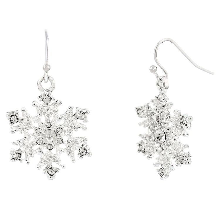 Crystal Snowflake Fishhook Earrings