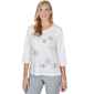 Petite Alfred Dunner Vail Pearl Snowflake Embroidered Blouse - image 1