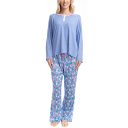 Womens Goodnight Kiss Cherry & Merry Snowman Henley Pajama Set