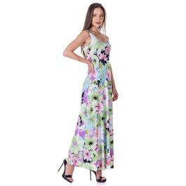 Womens 24/7 Comfort Apparel Floral Scoop Neck Maxi Dress