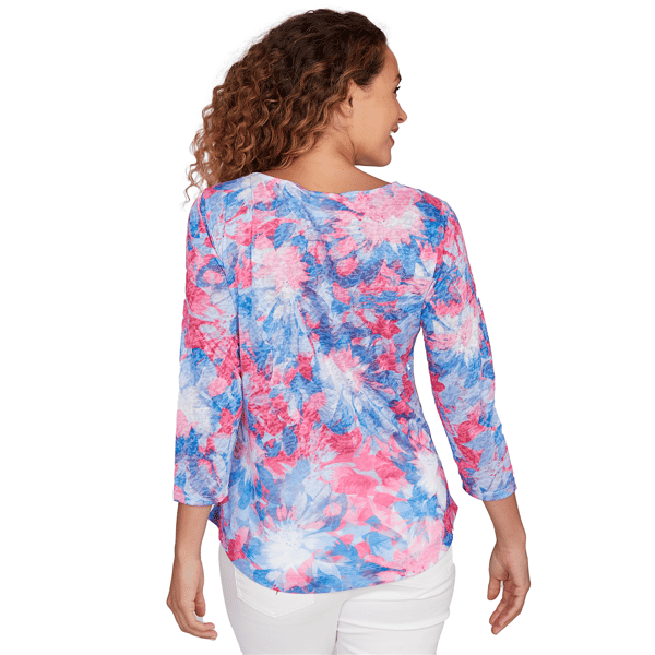 Womens Ruby Rd. California Dreaming Tie Dye Floral Blouse