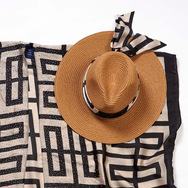 Womens Adrienne Vittadini 2pc. Stoned Kimono & Hat Set