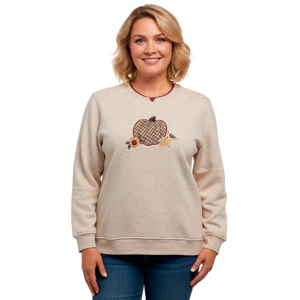 Plus Size Hasting & Smith Patchwork Pumpkin Fleece Sweatshirt