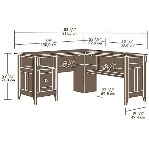 Sauder August Hill L-Shaped Desk - Dover Oak