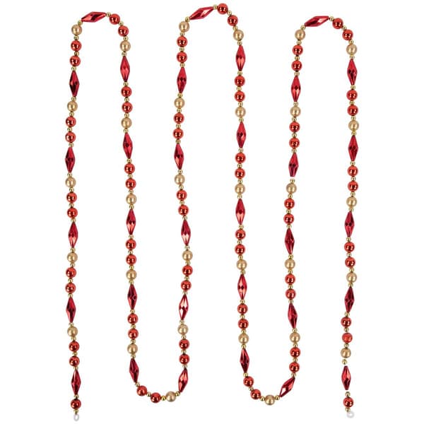 Northlight Seasonal Shiny and Matte Red Beaded Christmas Garland