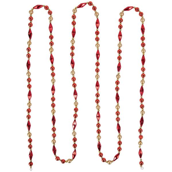 Northlight Seasonal Shiny and Matte Red Beaded Christmas Garland - image 