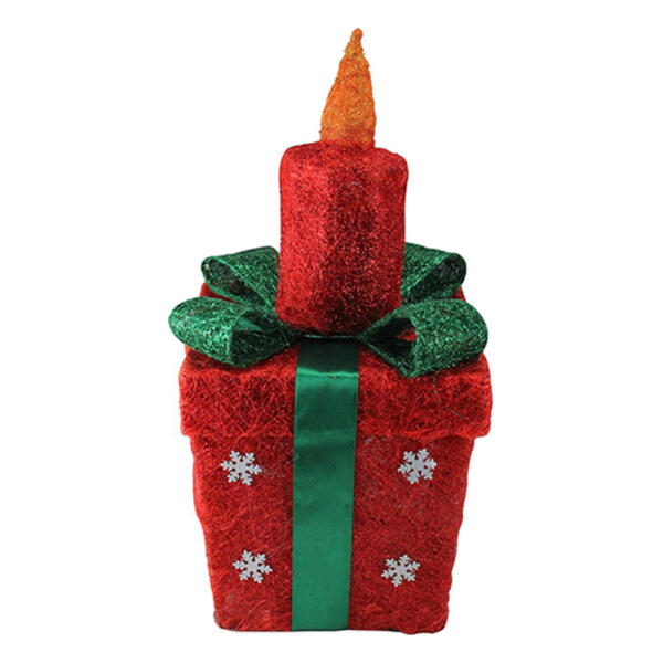 Northlight Seasonal 20in. Pre-Lit Red & Green Gift Box w/ Candle - image 