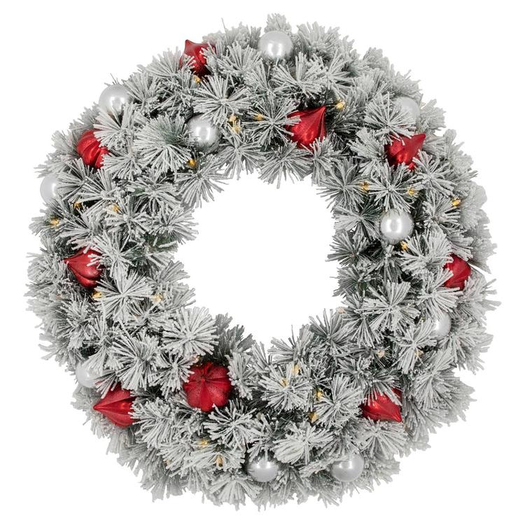 Northlight Seasonal 30in. Pre-Lit Snowy Christmas Wreath
