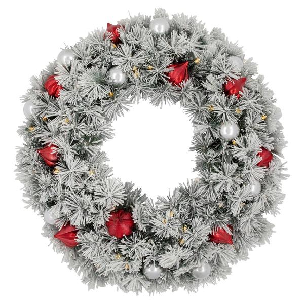 Northlight Seasonal 30in. Pre-Lit Snowy Christmas Wreath - image 