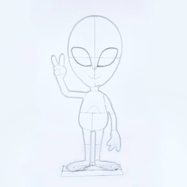 National Tree 40in. Halloween Neon Style Alien Decoration - image 