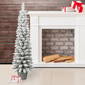 Santa''s Workshop 5ft. Pre-Lit Warm White Flocked Slim Potted Tree - image 3