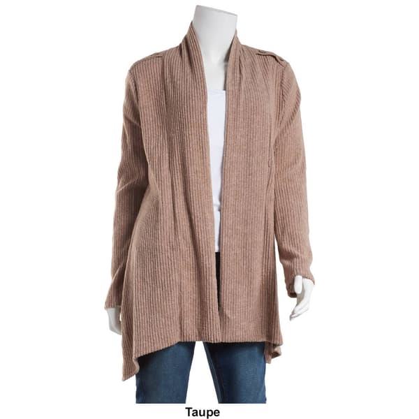 Plus Size Cure Open Front w/Shoulder Buttons Solid Cardigan - image 