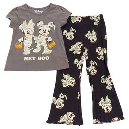 Girls (4-6x) Disney Minnie & Mickey Hey Boo Tee & Leggings Set