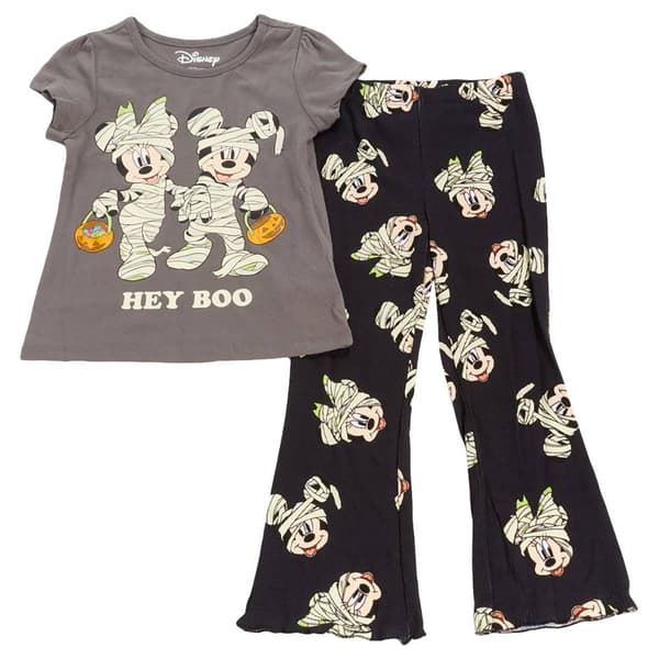 Girls (4-6x) Disney Minnie & Mickey Hey Boo Tee & Leggings Set - image 