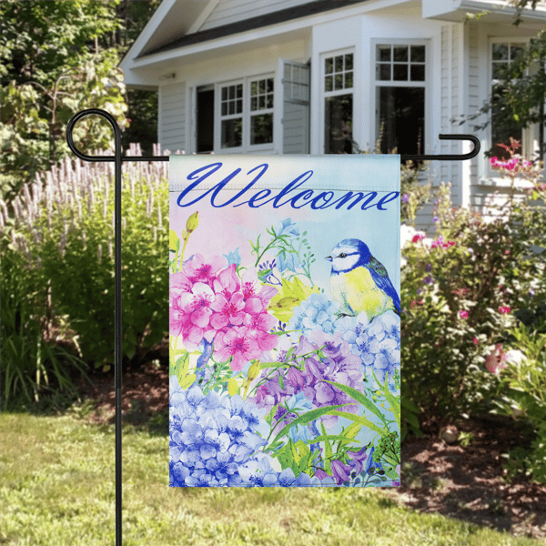 Northlight Blue & Purple Welcome Bird Outdoor Garden Flag