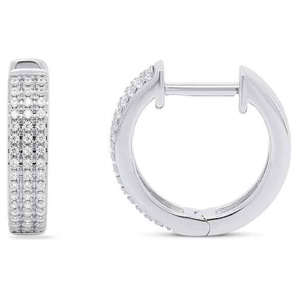 Diamond Classics(tm) Sterling 1/4ctw. Diamond 3-Row Hoop Earrings - image 