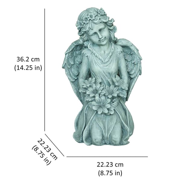 Hi-Line Gift Kneeling Angel Holding Flowers Garden Statue