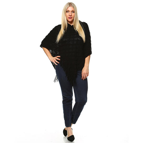 Plus Size White Mark Frostine Poncho Sweater - image 