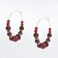 Ashley Cooper&#40;tm&#41; Red Stone Bead w/ Gold Disc Spacers Hoop Earrings - image 1