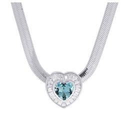 Gianni Argento Blue Topaz & Cubic Zirconia Heart Necklace