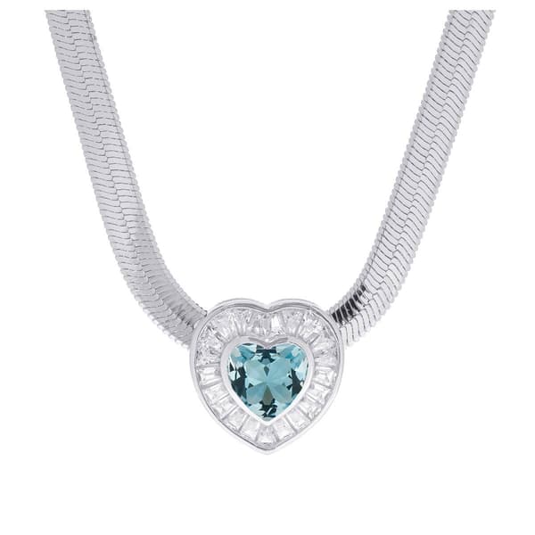 Gianni Argento Blue Topaz & Cubic Zirconia Heart Necklace - image 