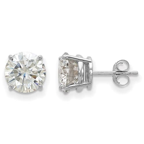 True Light™ 8.0mm Round Moissanite Basket Post Earrings
