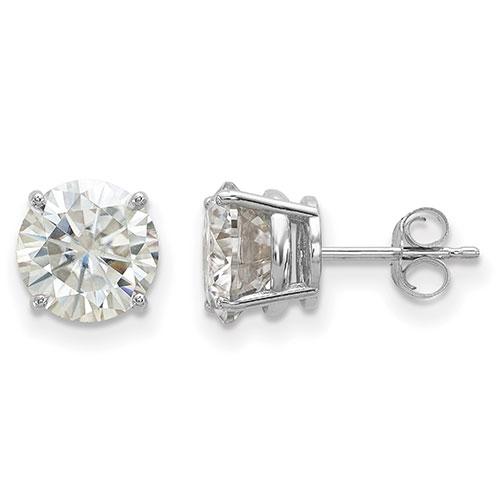 True Light(tm) 8.0mm Round Moissanite Basket Post Earrings