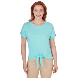 Plus Size Skye''s The Limit Soft Side Roll Cuff Tie Front Tee
