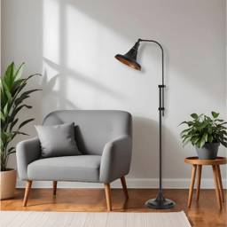 HomeRoots 58in. Bronze Adjustable Floor Lamp With Dome Shade