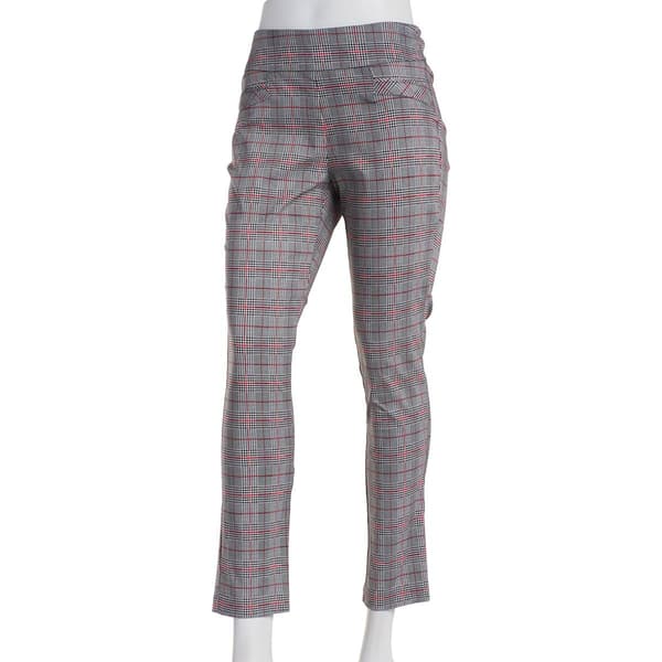 Juniors Joe B Glen Plaid Millenium Ankle Pants-Black/Red - image 