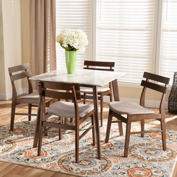 Baxton Studio Richmond Modern Walnut Brown Wood 5pc. Dining Set