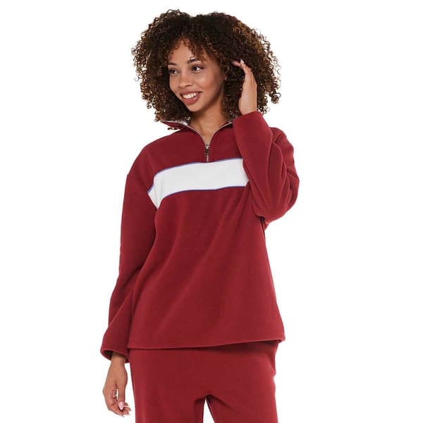 Juniors No Comment Fleece Quarter Zip Mock Neck Sweatshirt - image 