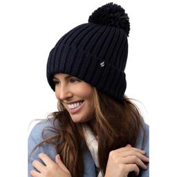 Womens Heat Holders(R) Arden Rib Roll-Up with Pom Pom Hat
