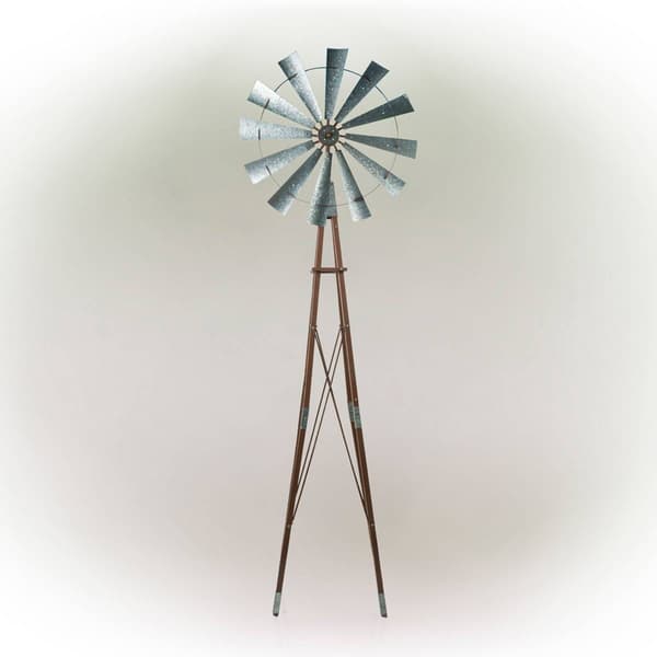 Alpine Rustic Bronze & Silver Metal Windmill