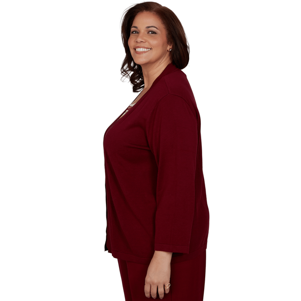 Plus Size Alfred Dunner Union Square Scallop Two in One Blouse