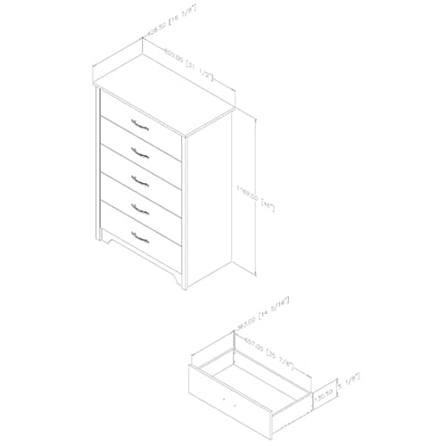 South Shore Fusion 5-Drawer Chest - Pure Black