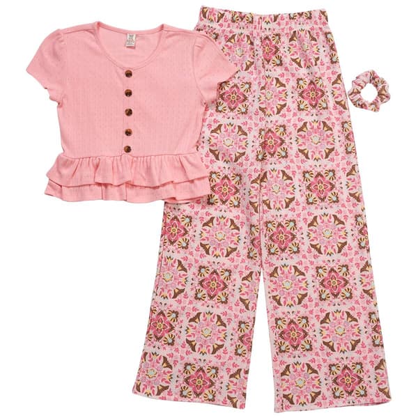 Girls (4-6x) Sweet Butterfly® Ruffle Hem Top & Floral Pants Set