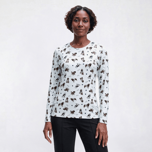Womens Hasting & Smith Long Sleeve Dog & Bone Tee - image 
