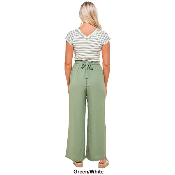 Juniors Derek Heart V-Neck Wide Leg Belted Jumpsuit