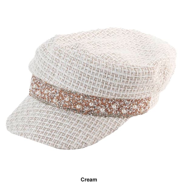 Womens Steve Madden Embellished Tweed Baker Boy Hat